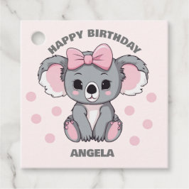 Roze Baby Koala Beer Bedankjes Labels