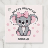 Roze Baby Koala Beer Bedankjes Labels (Voorkant)
