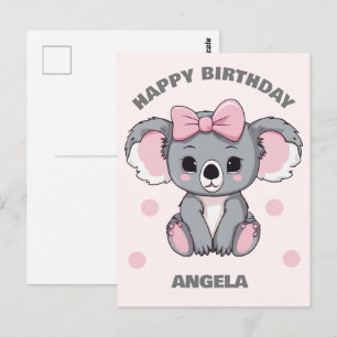 Roze Baby Koala Beer Briefkaart