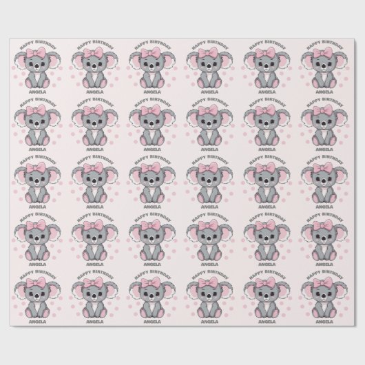 Roze Baby Koala Beer Cadeaupapier (Vlak)