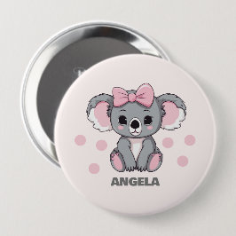 Roze Baby Koala Beer Ronde Button 4,0 Cm