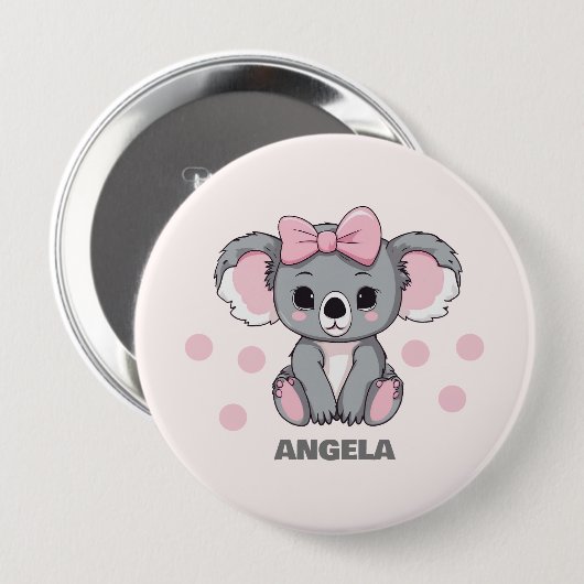 Roze Baby Koala Beer Ronde Button 4,0 Cm (Voorkant /achterkant)