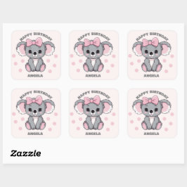 Roze Baby Koala Beer Vierkante Sticker