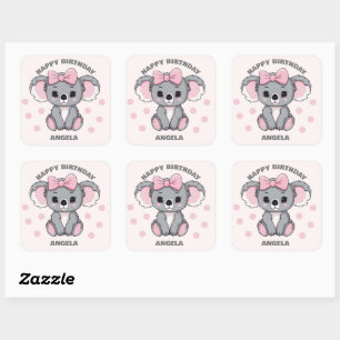 Roze Baby Koala Beer Vierkante Sticker