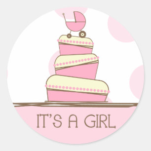 Roze Baby koets "Het is een meisje" Sticker