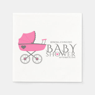 Roze Baby koets meisjes Baby shower Servetten