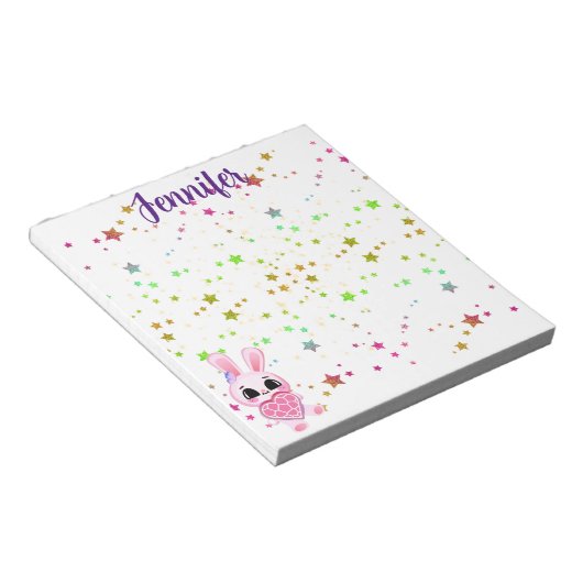 roze baby-konijn notitieblok (Schuin)
