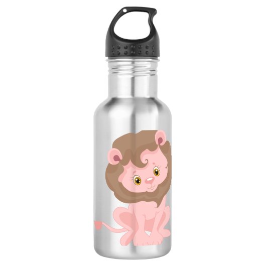 Roze baby leeuw waterfles  (Voorkant)