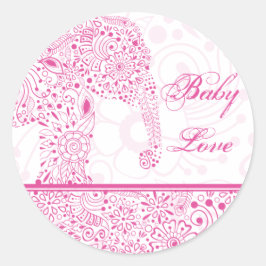 Roze Baby Liefde Olifant Sticker