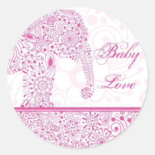 Roze Baby Liefde Olifant Sticker (Voorkant)