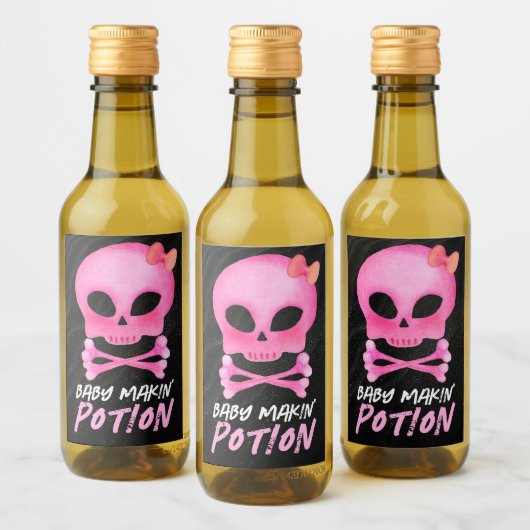 Roze Baby Makin' Potion Halloween Baby shower Wijn Etiket (Flessen)