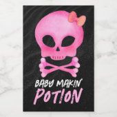 Roze Baby Makin' Potion Halloween Baby shower Wijn Etiket (Enkel label)