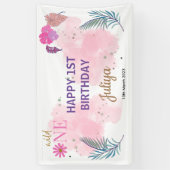 roze baby meisje 1e verjaardag Banner (Verticaal)