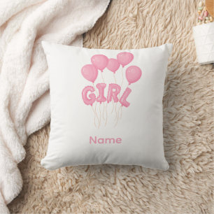 Roze Baby Meisje Ballon Feest - Mooie Kinderkamer  Kussen