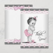 Roze  Baby Meisje Dank je Bedankkaart (Voorkant / Achterkant)