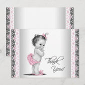 Roze  Baby Meisje Dank je Bedankkaart (Voorkant / Achterkant)
