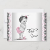 Roze  Baby Meisje Dank je Bedankkaart (Voorkant)