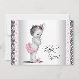 Roze  Baby Meisje Dank je Bedankkaart