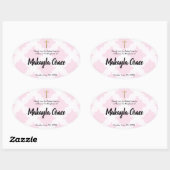 Roze Baby Meisje Doop Doop Dank u Ovale Sticker (Vel)