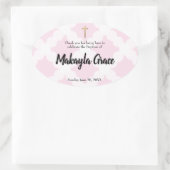 Roze Baby Meisje Doop Doop Dank u Ovale Sticker (Tas)