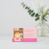 Roze Baby Meisje Douche Boek Invoegen Verzoek Kaar Informatiekaartje (Staand voorkant)