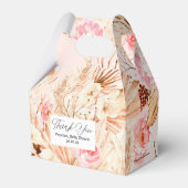 Roze baby meisje douche boho bloemenpampas gras bedankdoosjes (Achterkant)