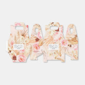 Roze baby meisje douche boho bloemenpampas gras bedankdoosjes (Uitgevouwen)