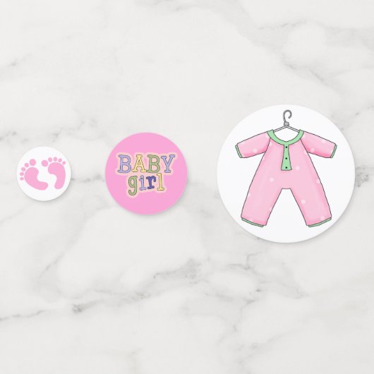 Roze Baby Meisje Douche Confetti (Voorkanten)