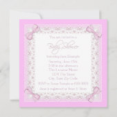 Roze  Baby Meisje Douche Kaart (Achterkant)