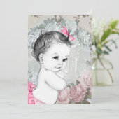 Roze Baby Meisje Douche Kaart (Staand voorkant)