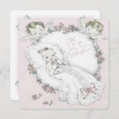 Roze  Baby Meisje Douche Kaart (Voorkant / Achterkant)