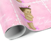  Roze Baby Meisje Douche Wrapping Paper Cadeaupapier (Rol Hoek)
