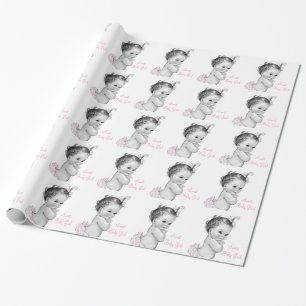  Roze Baby Meisje Douche Wrapping Paper Cadeaupapier