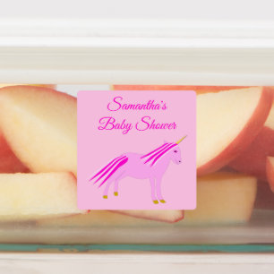 Roze Baby Meisje Eenhoorn Custom Baby Shower Labels