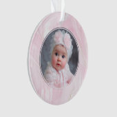 Roze Baby Meisje Eerste Kerstfoto Ornament (voorkant)