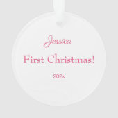 Roze Baby Meisje Eerste Kerstfoto Ornament (achterkant)