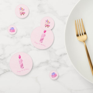 Roze baby meisje eerste verjaardag confetti