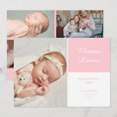 Roze Baby Meisje Elegant Script Foto Geboorte Aankondiging (Voorkant / Achterkant)