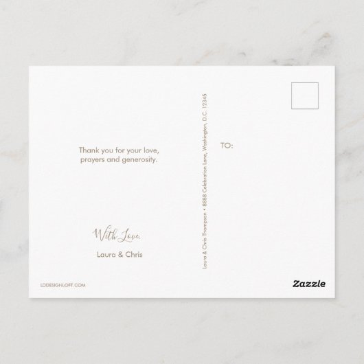 Roze Baby Meisje Foto doop Dank u Briefkaart (Achterkant)