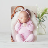 Roze Baby meisje foto geboorte Aankondiging Kaart (Staand voorkant)