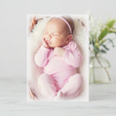 Roze Baby Meisje Foto Geboorteaankondiging Kaart (Staand voorkant)