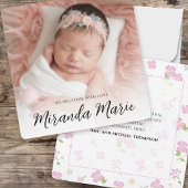 Roze Baby Meisje Foto Sjabloon Bloemen