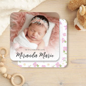 Roze Baby Meisje Foto Sjabloon Bloemen