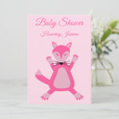  Roze Baby Meisje Fox Custom Baby shower Kaart (Staand voorkant)