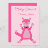  Roze Baby Meisje Fox Custom Baby shower Kaart (Voorkant / Achterkant)