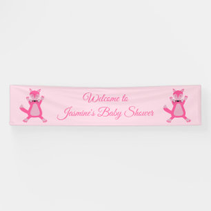 Roze Baby Meisje Fox Custom Baby shower Spandoek