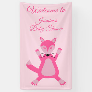 Roze Baby Meisje Fox Custom Baby shower Spandoek