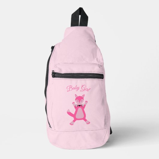 Roze Baby Meisje Fox Custom Sling Bag (Voorkant)