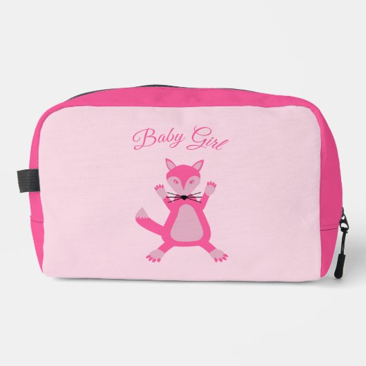 Roze Baby Meisje Fox Custom Toilettasje (Voorkant)