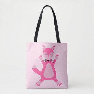 Roze Baby Meisje Fox Dubbelzijdig Print Tote Bag